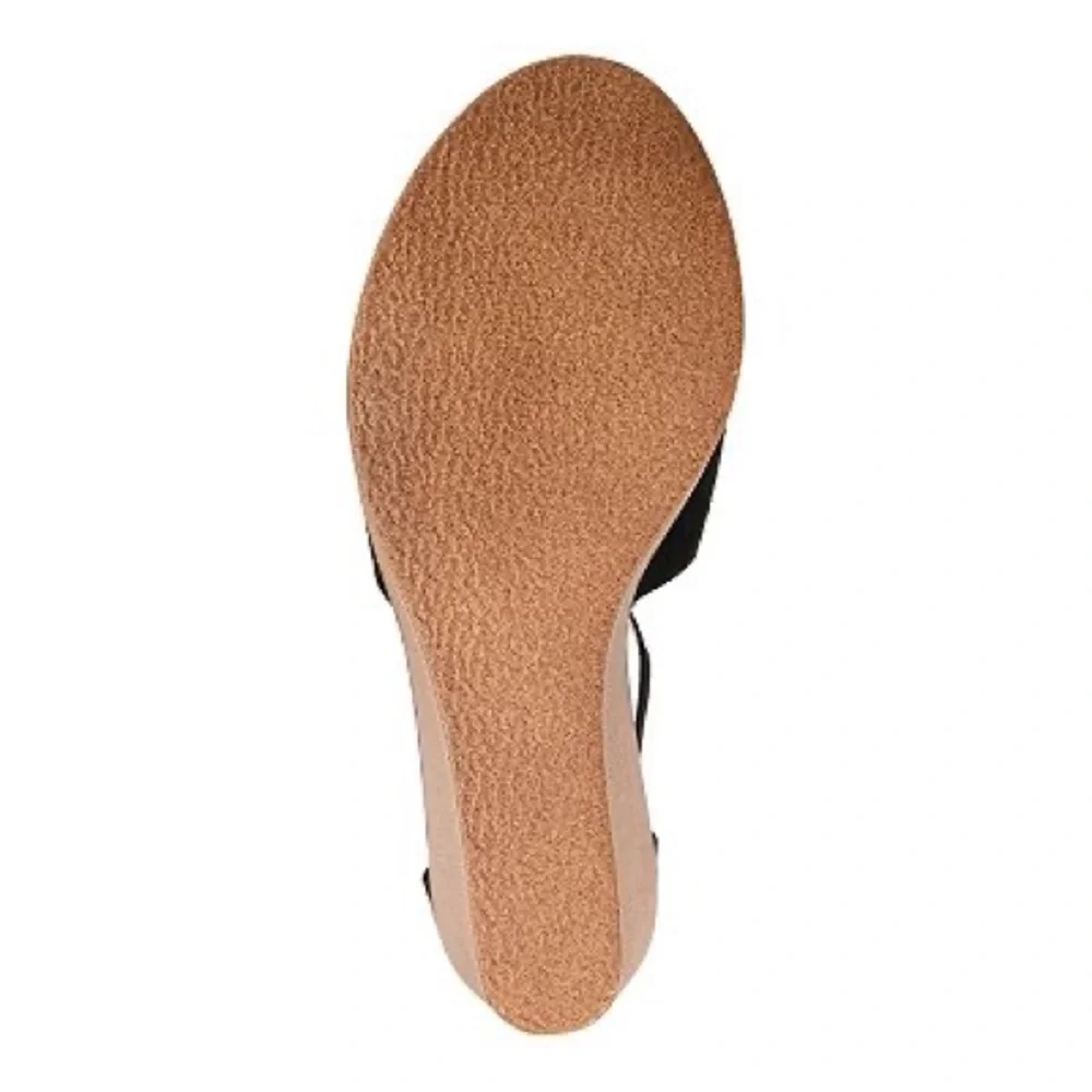 Journee Women’s Wedge Peep Toe Sandals - NIB - Picture 2 of 7